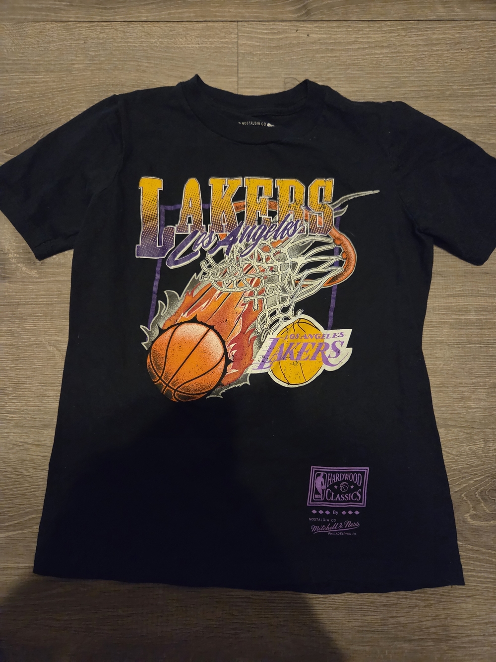 Mitchell & Ness Black Los Angeles Lakers Graphic Tee with Purple & Gold Accents